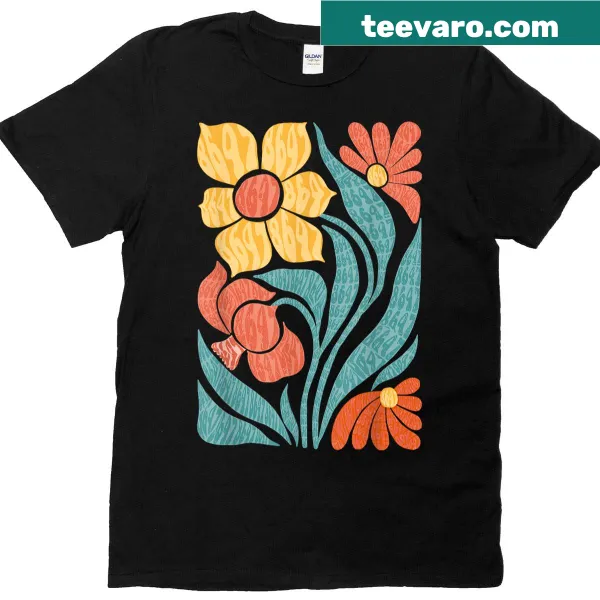 Floral boho T-shirt with subtle anti-Trump design