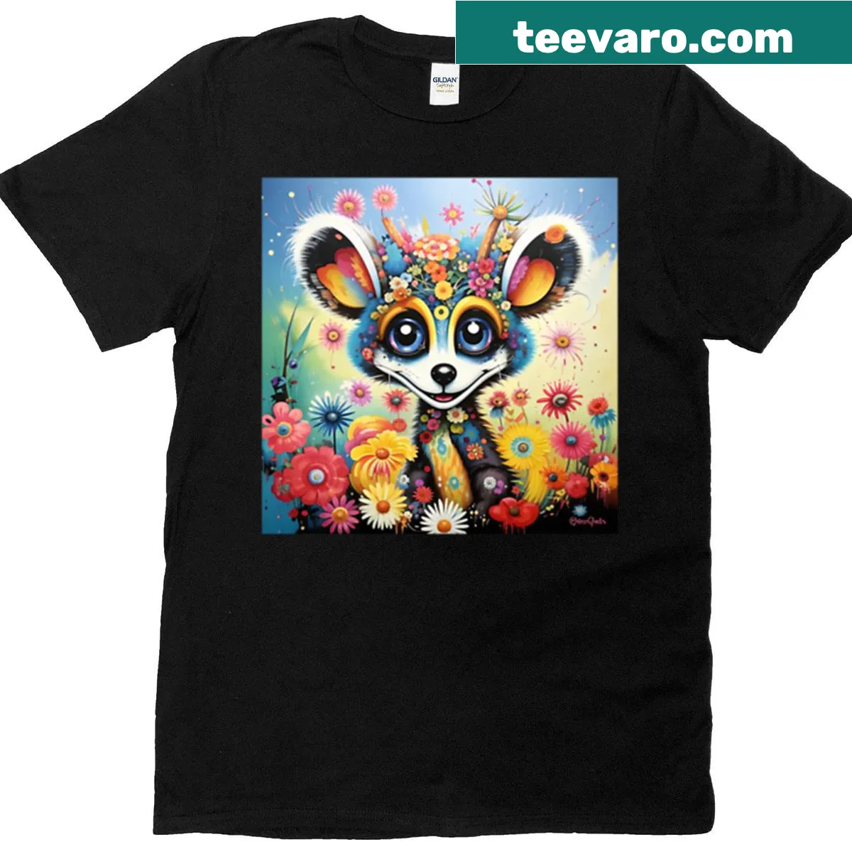 Cute T-shirt with an illustration of a lemur in a forest setting. — on a men's t-shirt