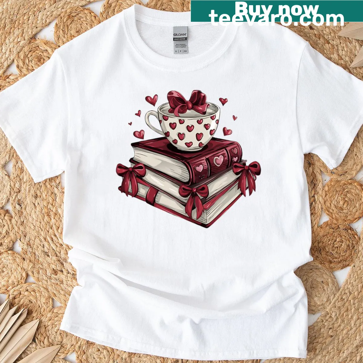 Illustration of 'All Booked For Valentine' in playful lettering — on a men's t-shirt