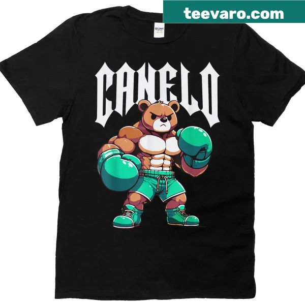Boxing bear graphic design on a patriotic T-shirt