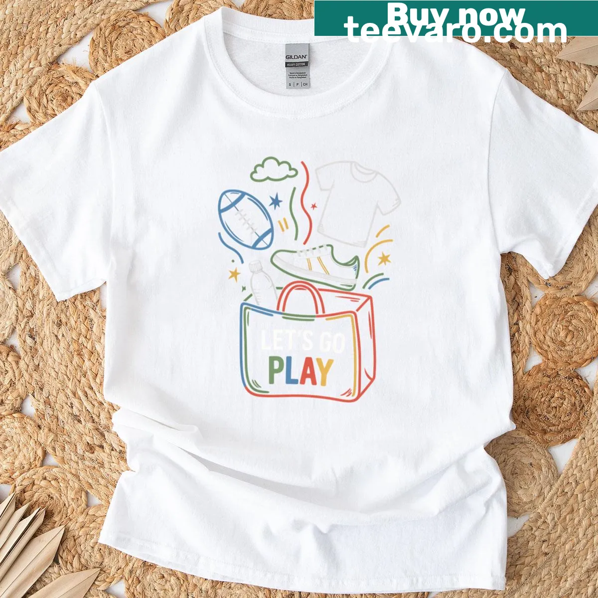 Illustrative graphic of a sports bag on a t-shirt. — on a men's t-shirt