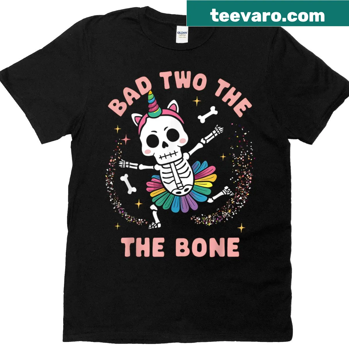 Cute unicorn skeleton t-shirt for girls' birthday — on a men's t-shirt