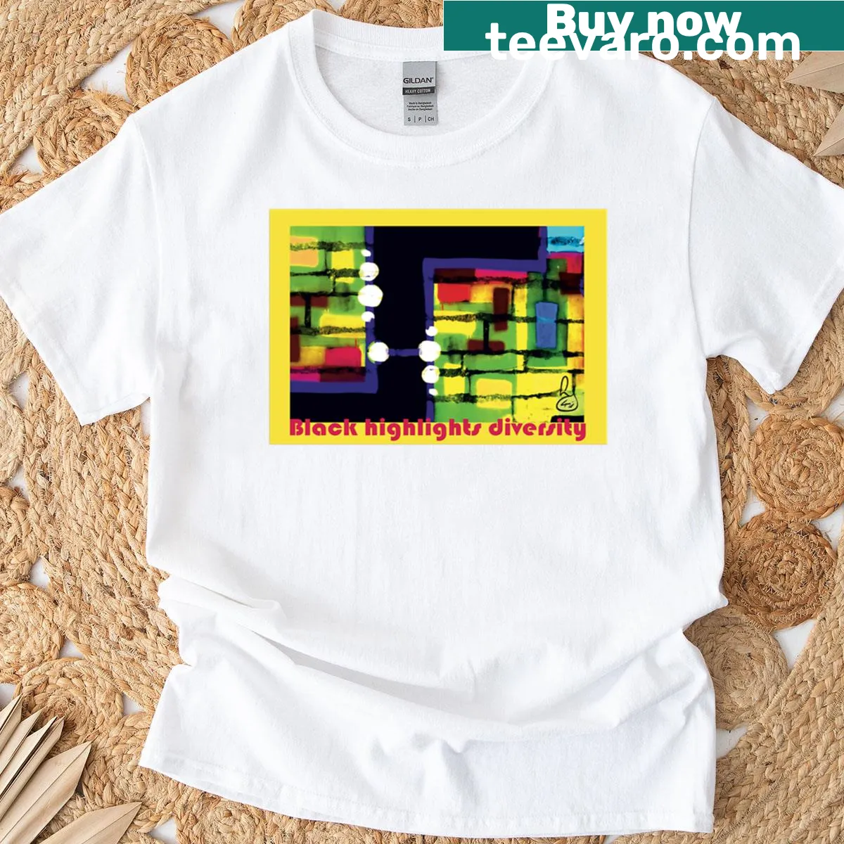 Modern abstract art design emphasizing diversity on a t-shirt — on a men's t-shirt