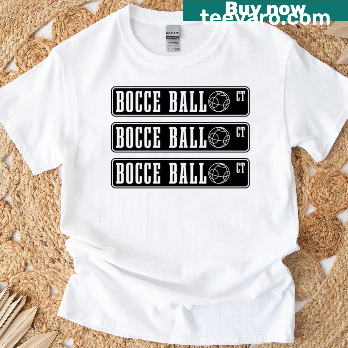 Graphic T-shirt featuring bocce balls for sports enthusiasts — on a men's t-shirt