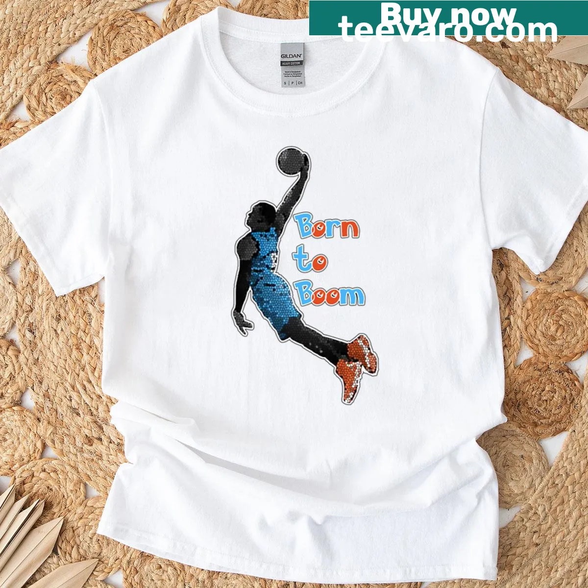 Bold graphic t-shirt celebrating basketball finals with text — on a men's t-shirt