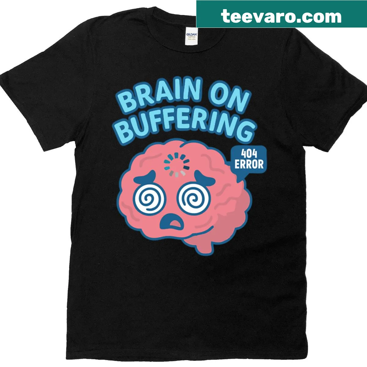Oversized t-shirt with humorous buffering graphic and text — on a men's t-shirt