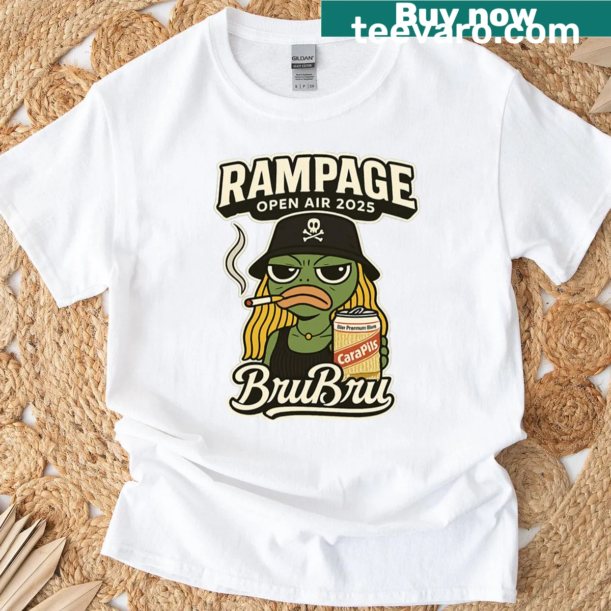 T-shirt with a cute Brubru bird illustration. — on a men's t-shirt