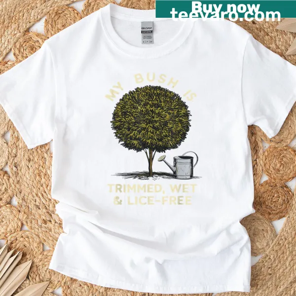 Funny gardening T-shirt with hedge trimming graphic