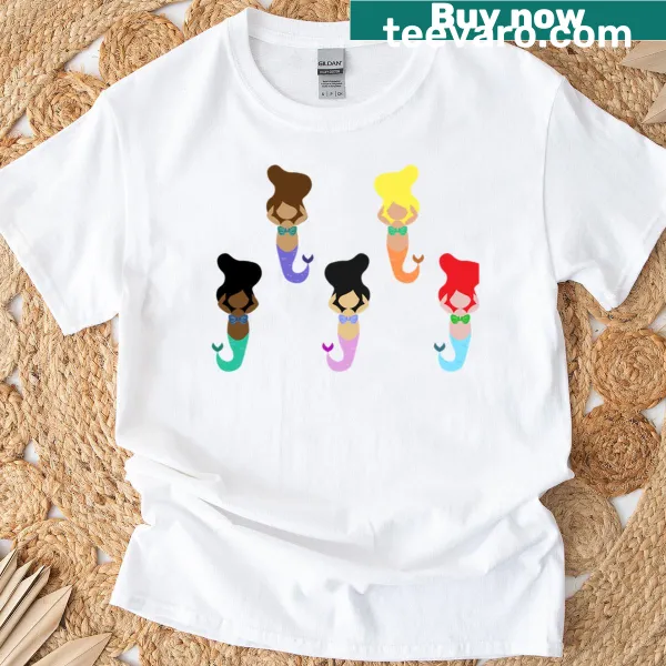 Cartoon Mermaids T-shirt featuring playful mermaid illustrations