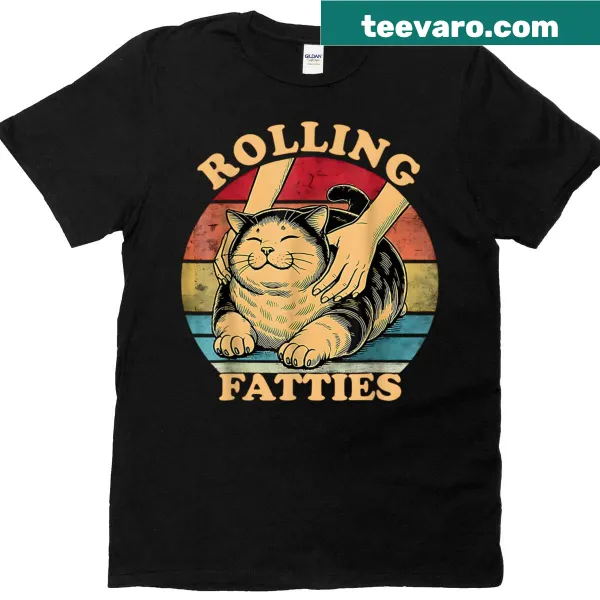 Humorous vintage cat T-shirt with rolling fatties design