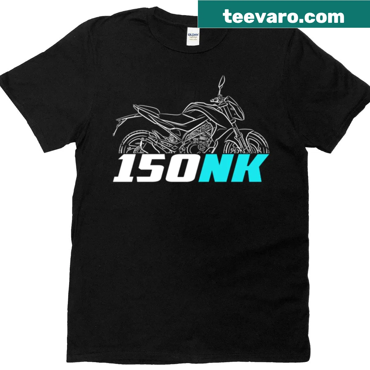 T-shirt with a bold graphic design celebrating Cfmoto 150nk motorcycle — on a men's t-shirt