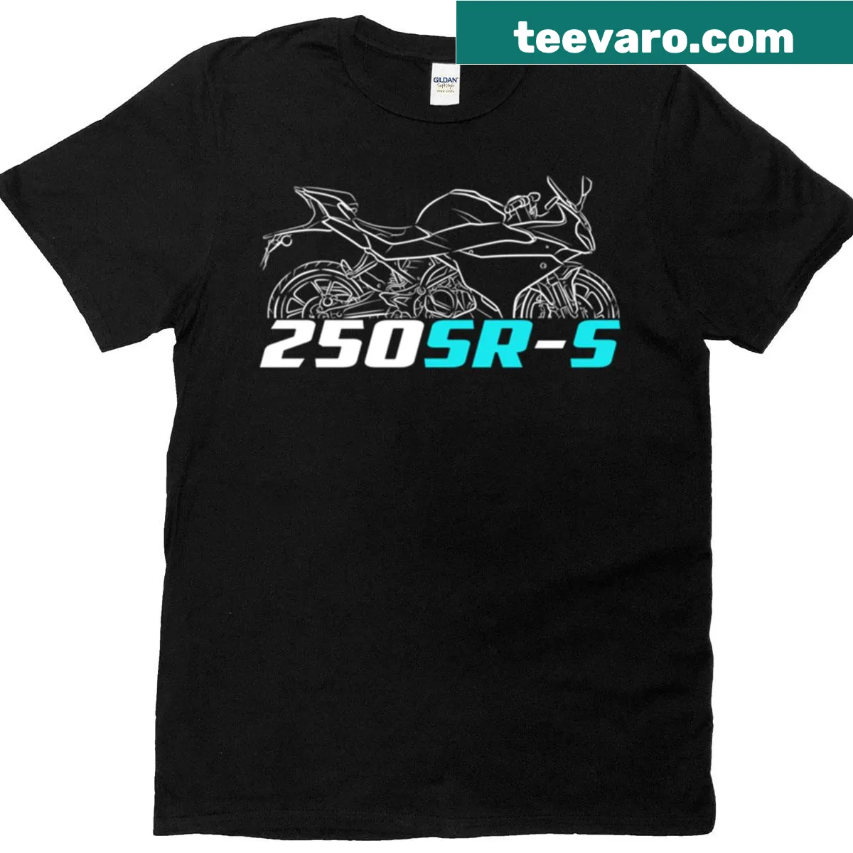 Cfmoto 250sr-s motorcycle T-shirt with bold emblem — on a men's t-shirt