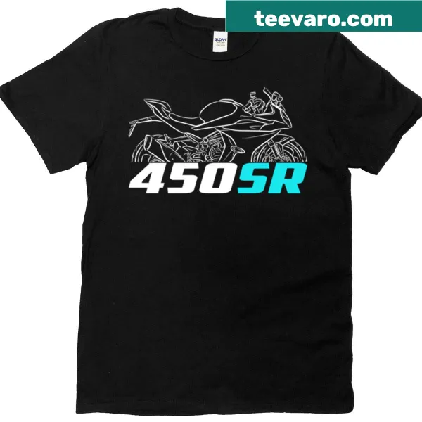 Cfmoto 450sr t-shirt featuring a bold biking logo graphic