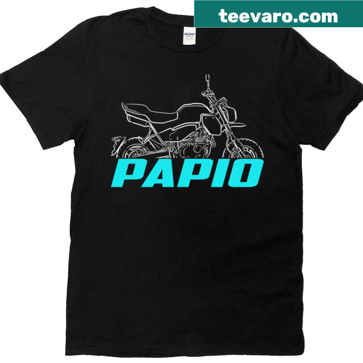 Cfmoto Papio Cl motorcycle T-shirt with bold emblem — on a men's t-shirt