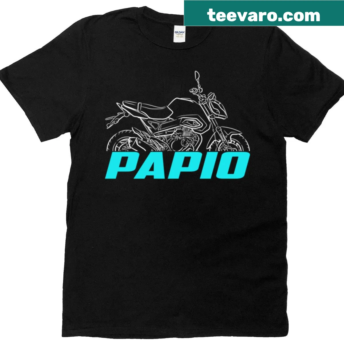 Cfmoto Papio St motorcycle T-shirt with bold emblem — on a men's t-shirt