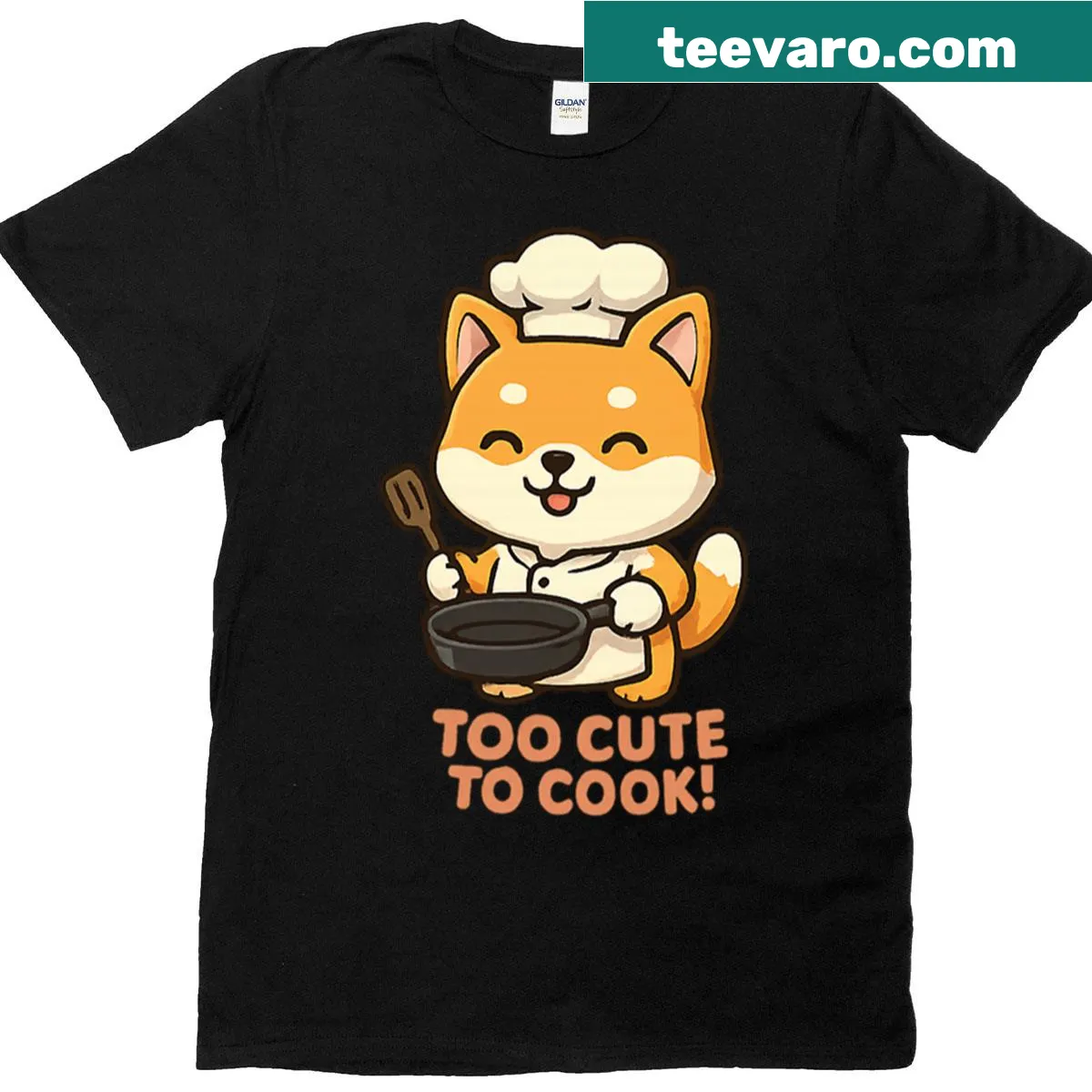 Oversized T-shirt with a Chibi Shiba Inu chef design. — on a men's t-shirt