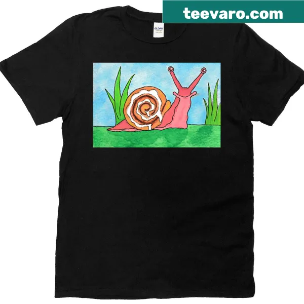 Cute cinnamon roll snail t-shirt with whimsical design