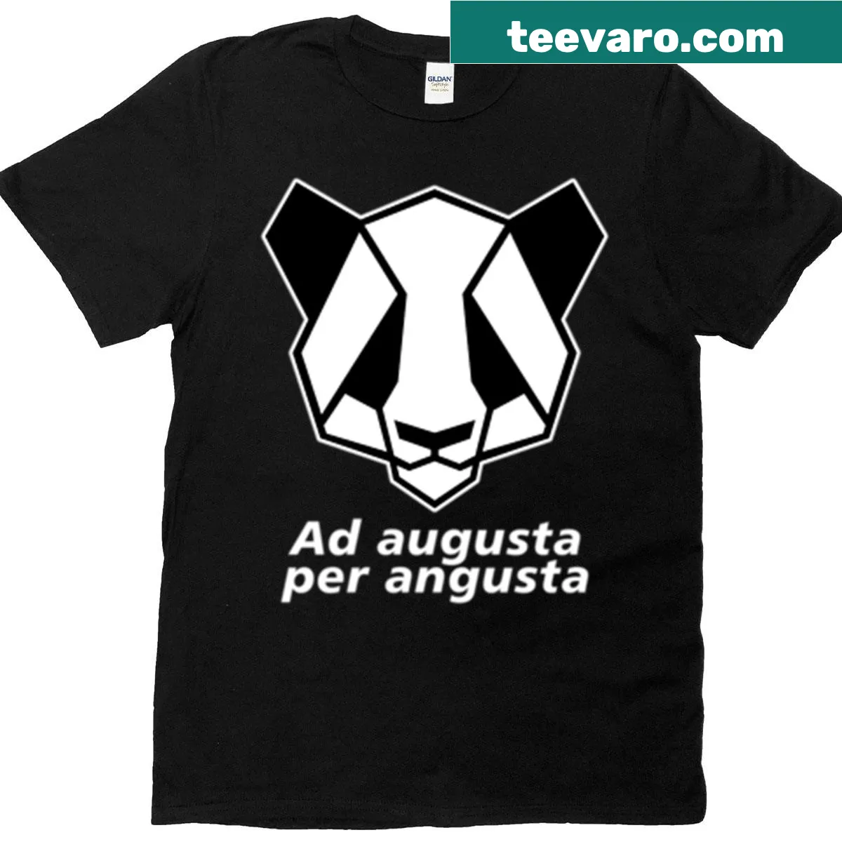Minimalist line art panda t-shirt — on a men's t-shirt
