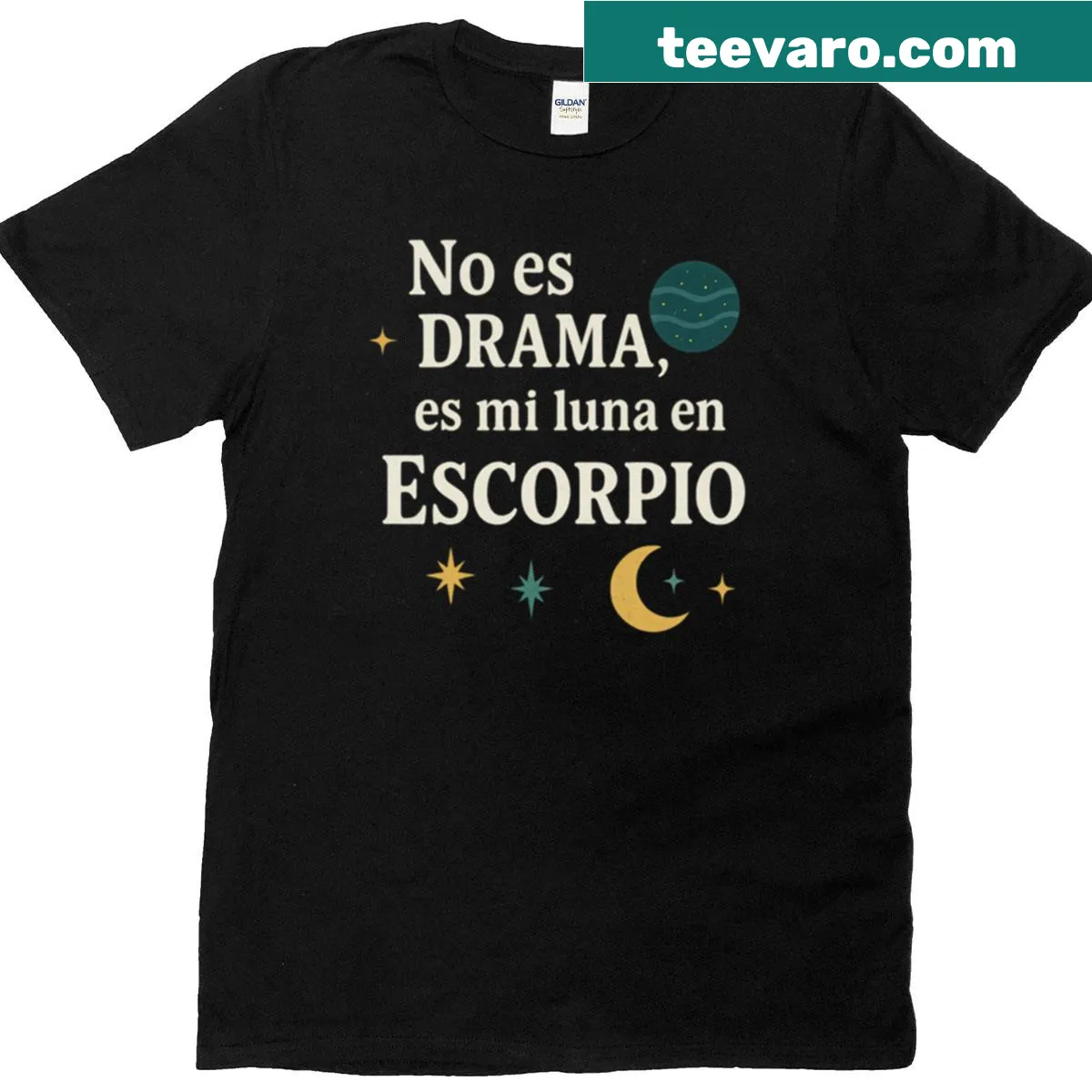 Astrology themed t-shirt with Moon in Scorpio design — on a men's t-shirt