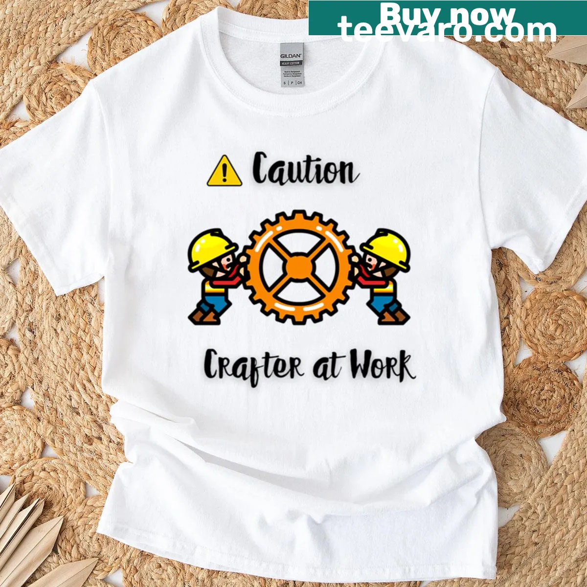 Crafter At Work t-shirt with fun text and crafting theme. — on a men's t-shirt