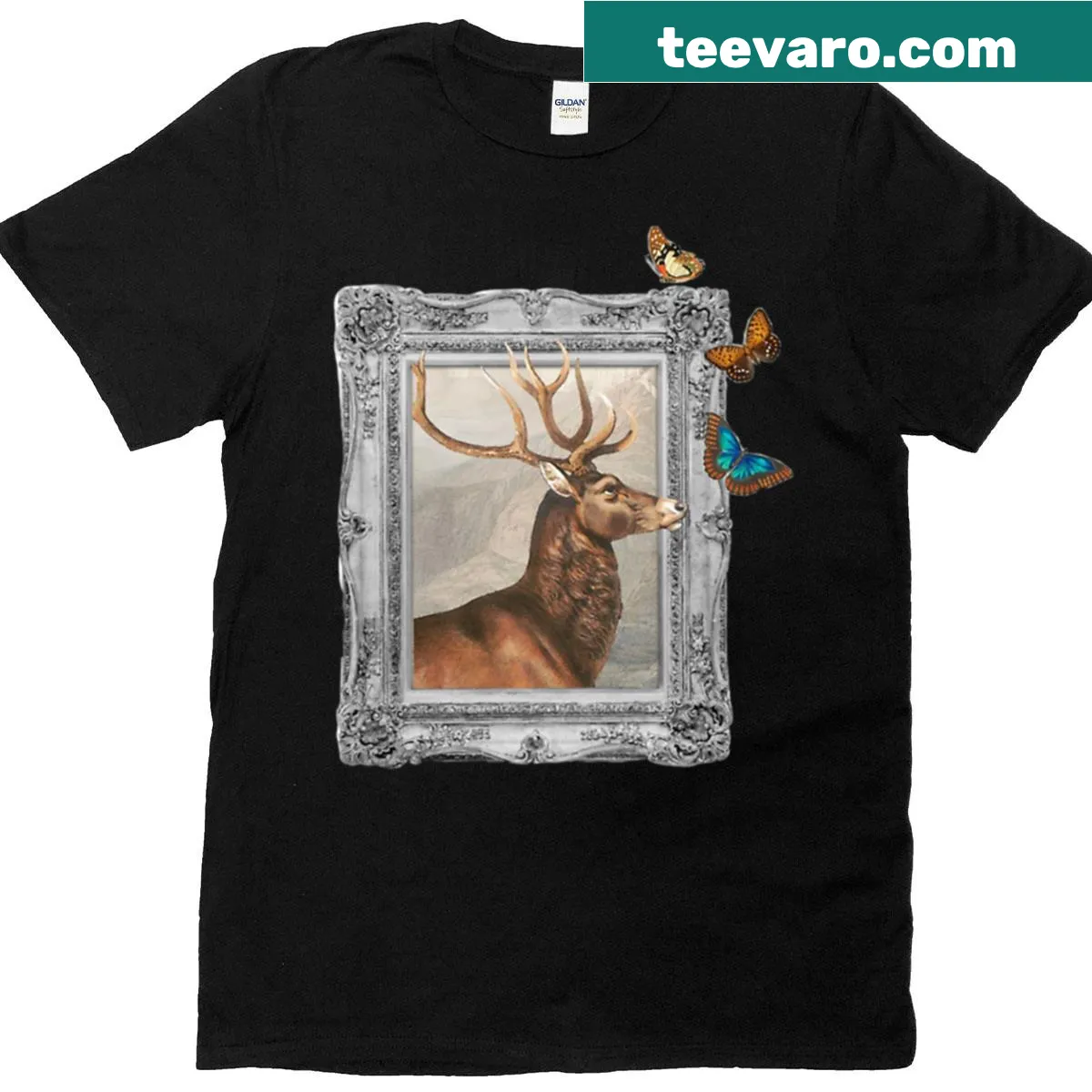 Silhouette of a deer on a t-shirt — on a men's t-shirt