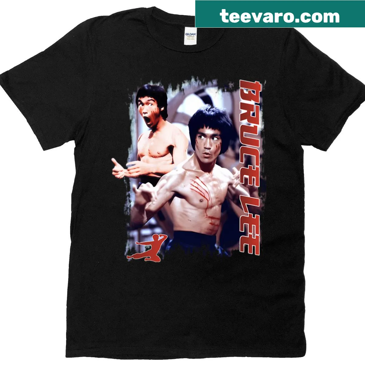 Vintage-style t-shirt featuring Dragonlee and kung fu movie themes — on a men's t-shirt