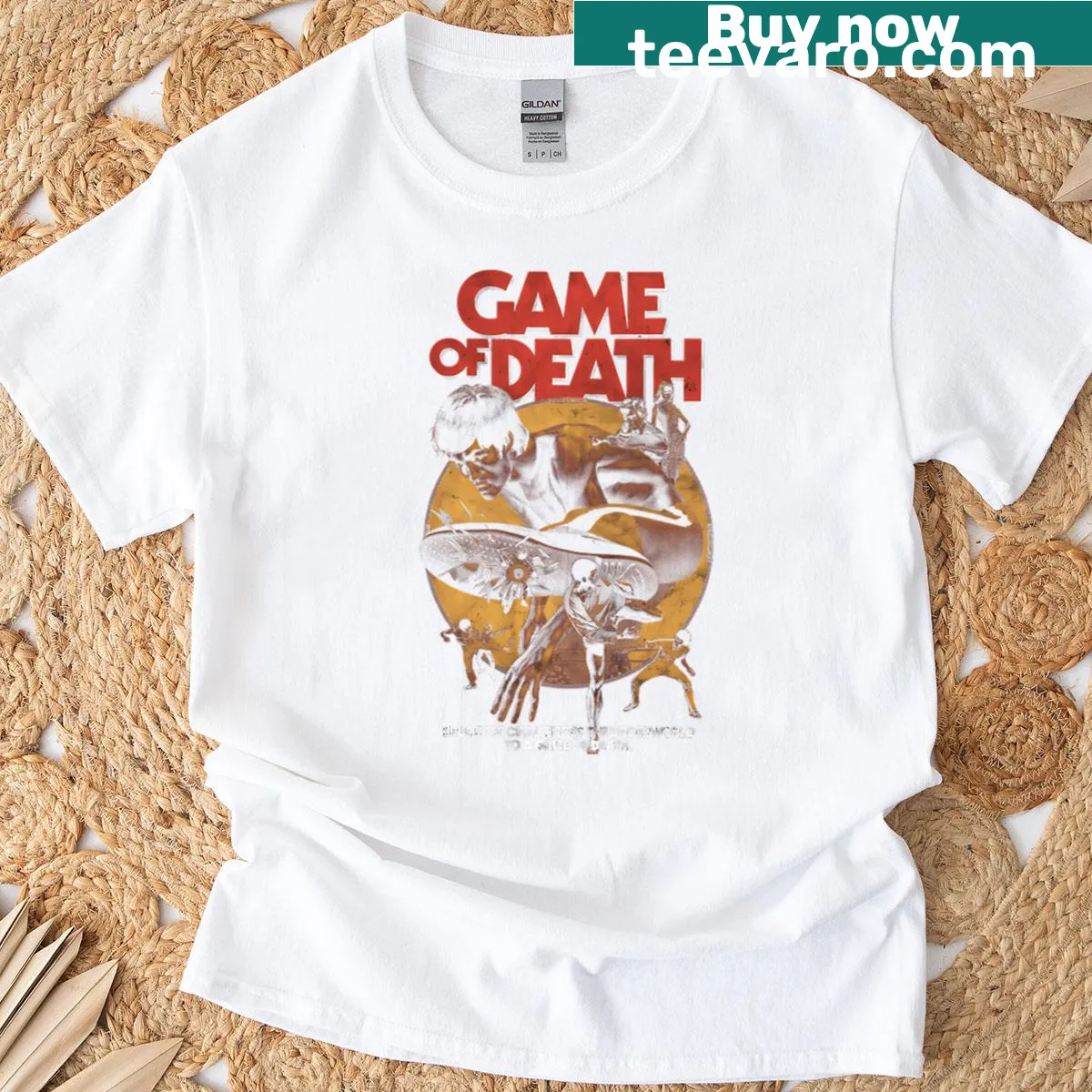 Vintage T-shirt displaying a legendary dragon design celebrating kungfu films — on a men's t-shirt
