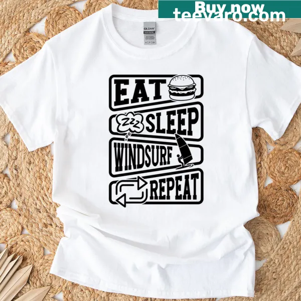 Playful typography windsurfing motto on T-shirt