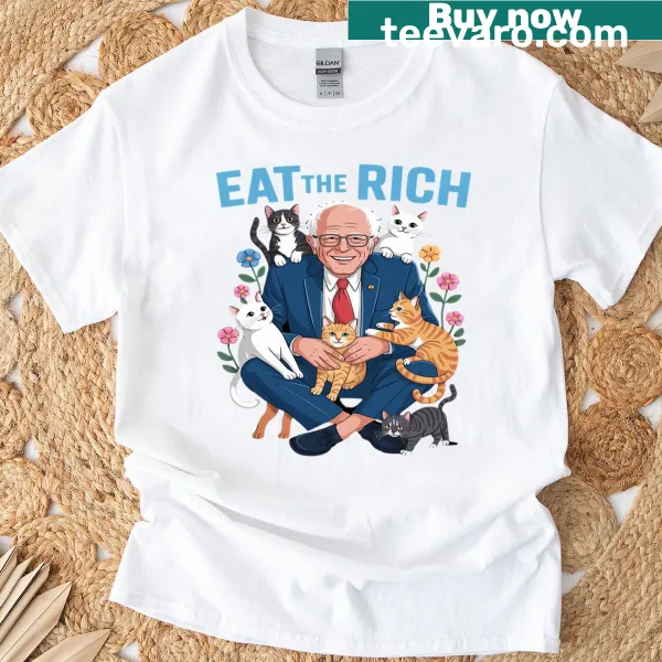 Humorous Bernie Sanders shirt with floral cat design