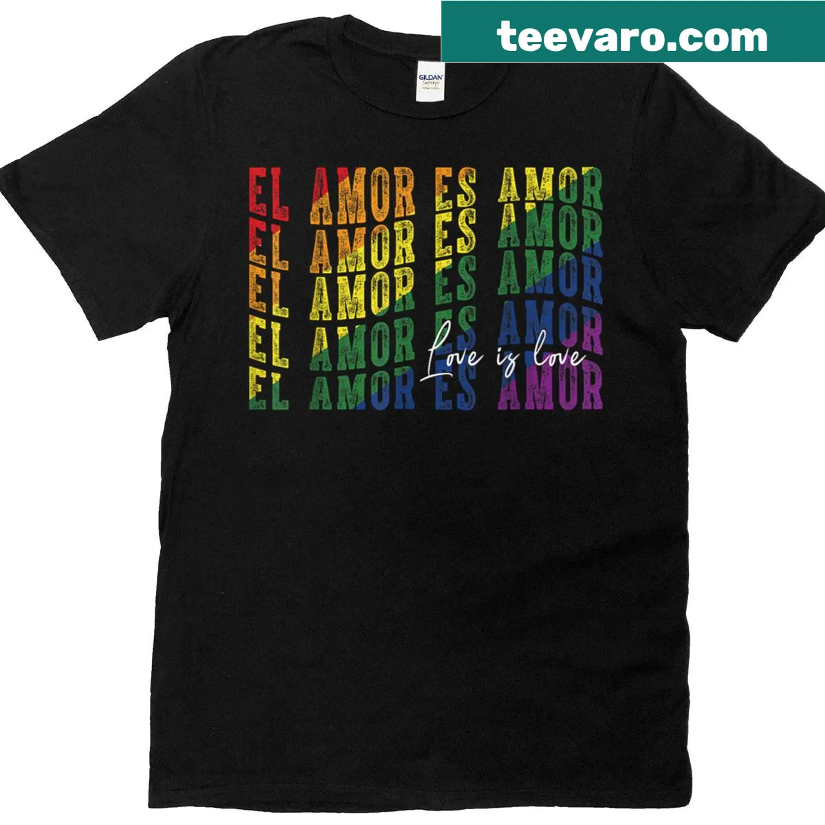 Inspirational love and equality message T-shirt for LGBTQ+ pride — on a men's t-shirt
