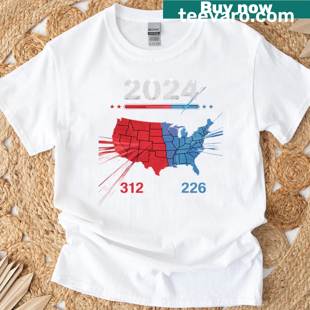 Electoral map design showing Trump 312 red states on a t-shirt — on a men's t-shirt
