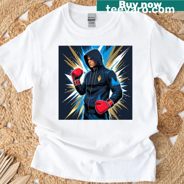 Dynamic boxing champion art print graphic T-shirt