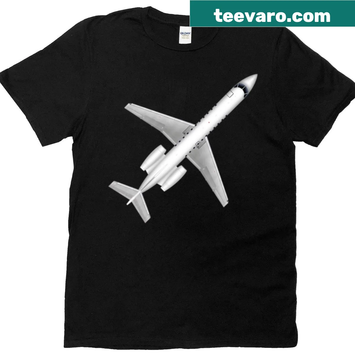 Illustration of Embraer ERJ styled in AirportCEO game design — on a men's t-shirt