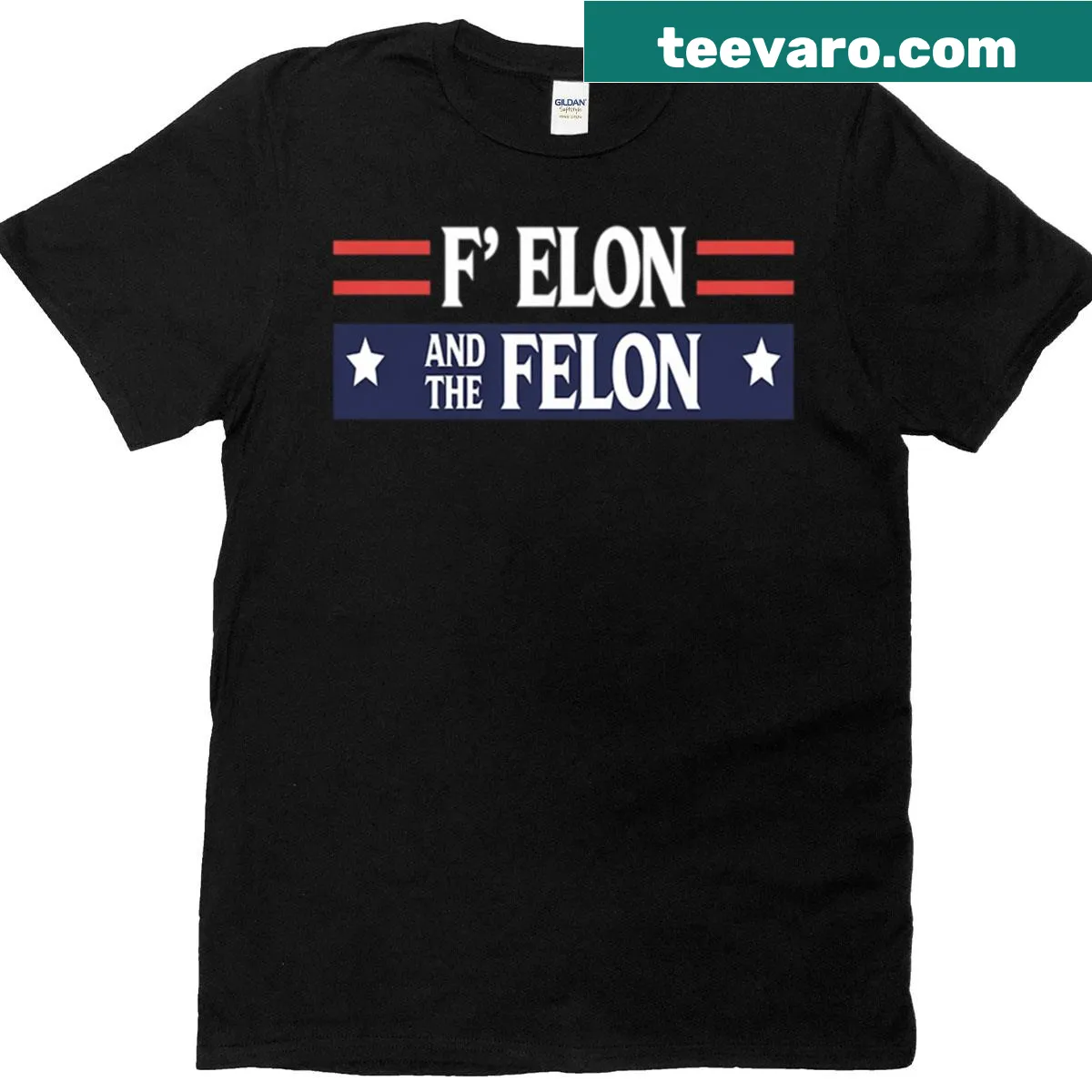 Patriotic graphic T-shirt featuring Elon Musk-inspired text — on a men's t-shirt