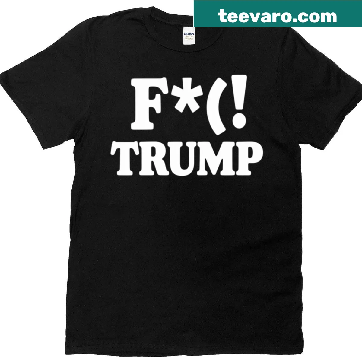 Bold typographic anti-Trump graphic T-shirt — on a men's t-shirt