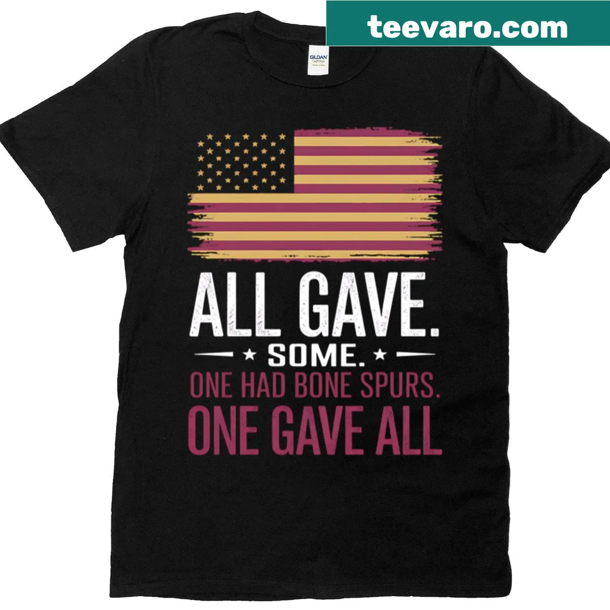 Political satire t-shirt featuring Trump phrase — on a men's t-shirt