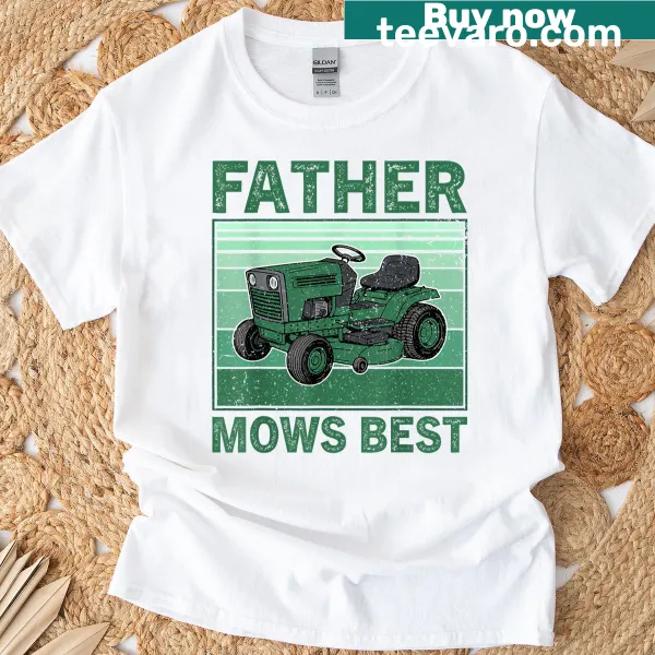 Vintage-style T-shirt featuring a riding mower design