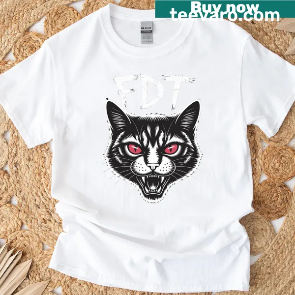 Sarcastic T-shirt for cat lovers featuring playful typography