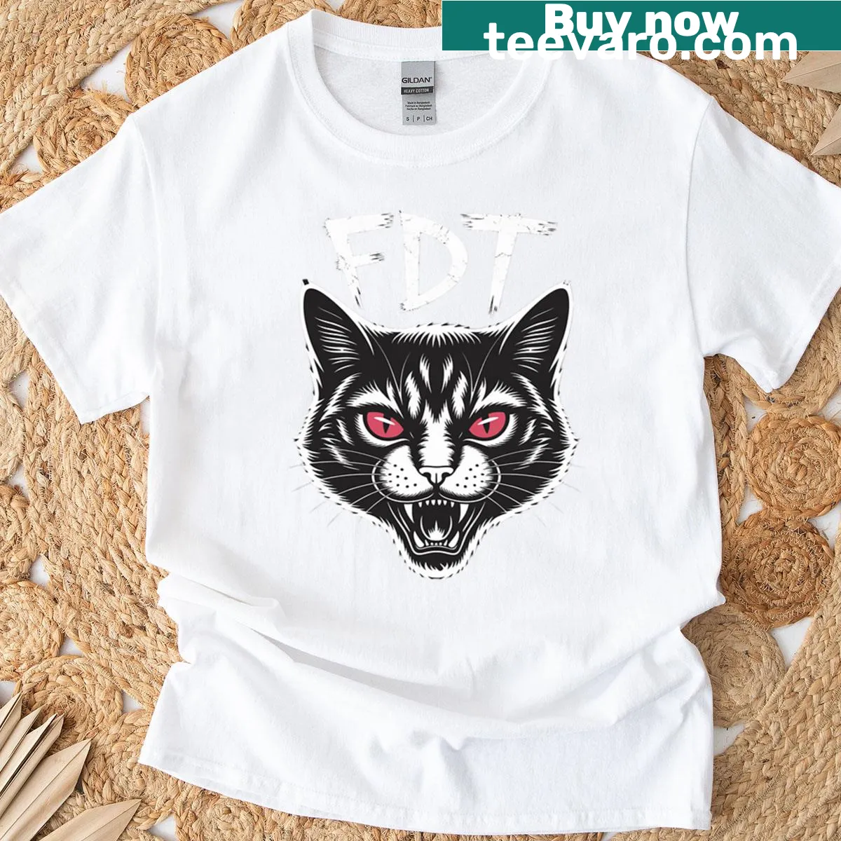 Sarcastic T-shirt for cat lovers featuring playful typography — on a men's t-shirt