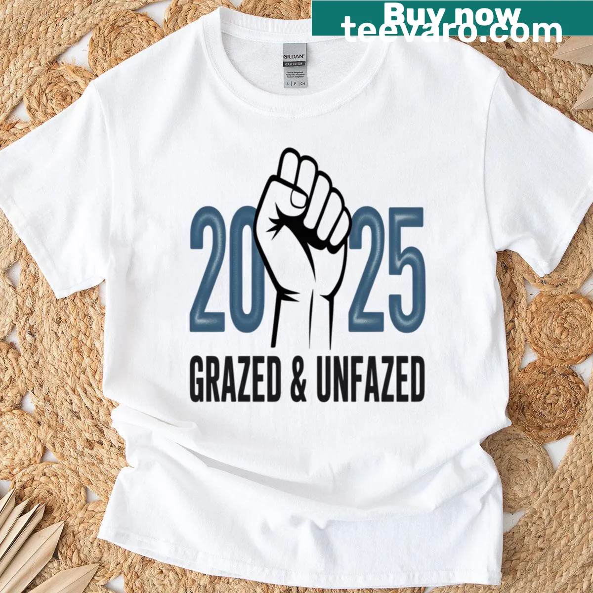 Patriotic Trump t-shirt featuring a bold fist and supportive text — on a men's t-shirt