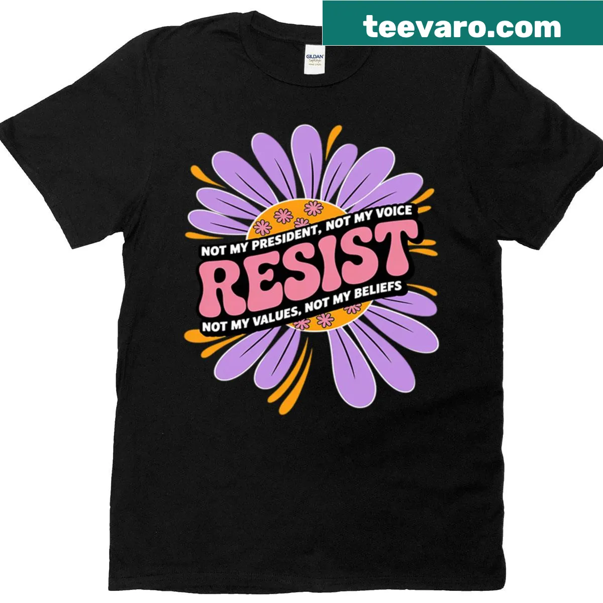 Anti-Trump t-shirt with 'Not My President' and floral design — on a men's t-shirt