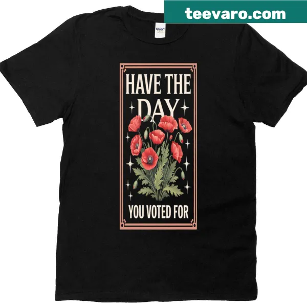 Bold floral design with voting empowerment message on t-shirt