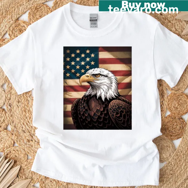 Eagle and USA flag graphic on a patriotic t-shirt