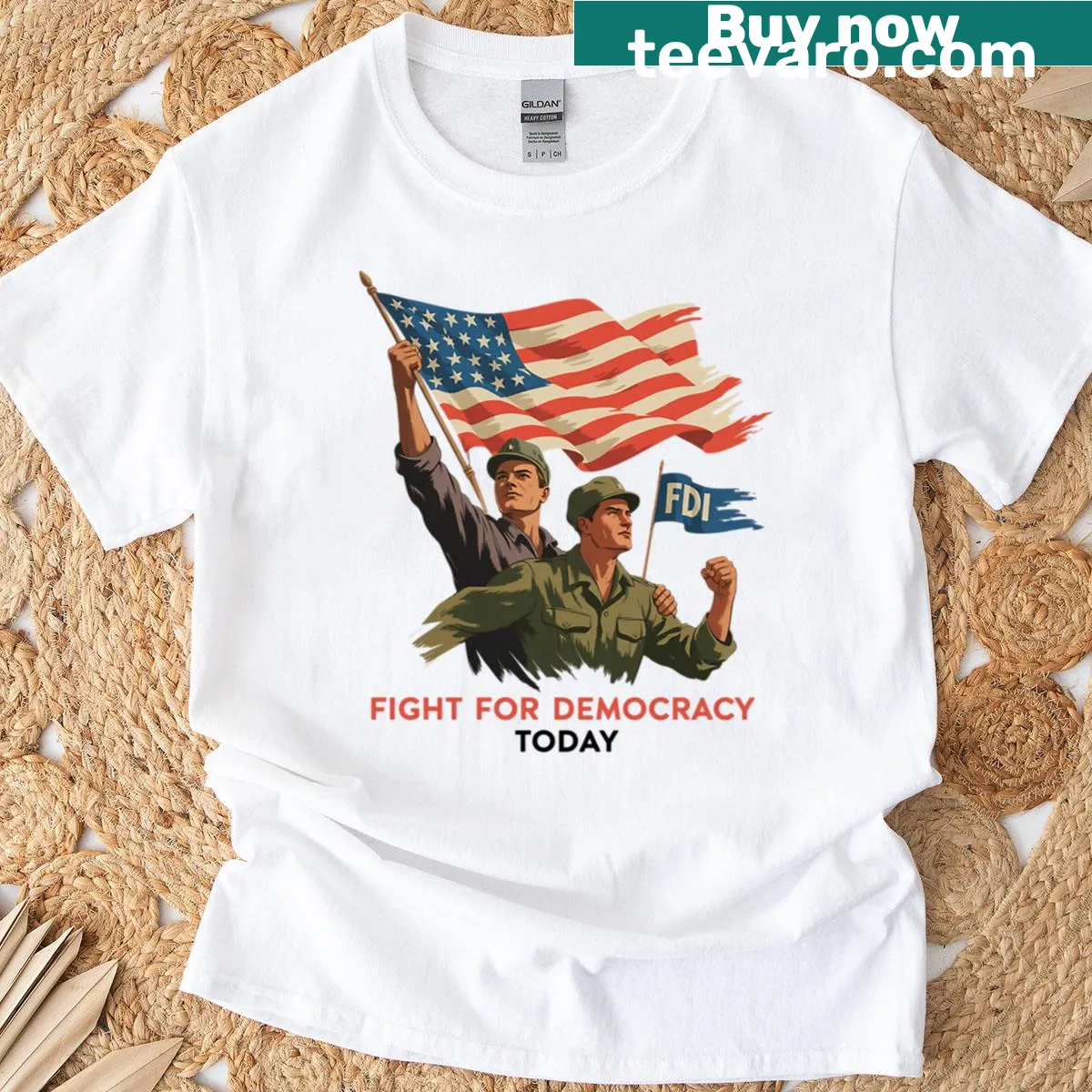 Activist T-shirt with the phrase 'For The Democracy' — on a men's t-shirt