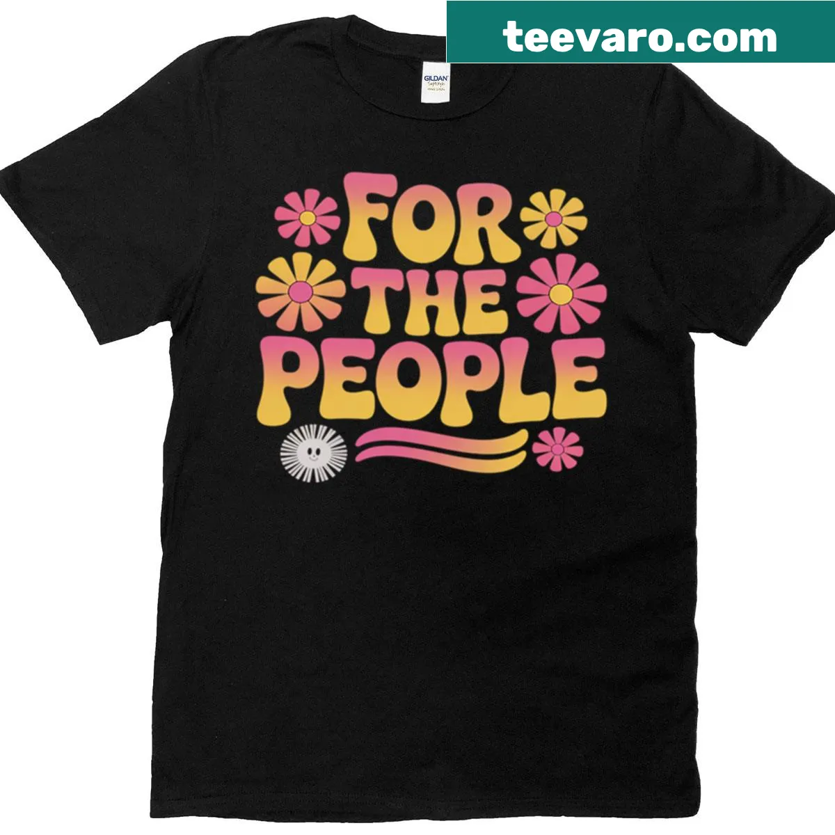 Supportive Kamala 2024 T-shirt with 'For The People' text — on a men's t-shirt