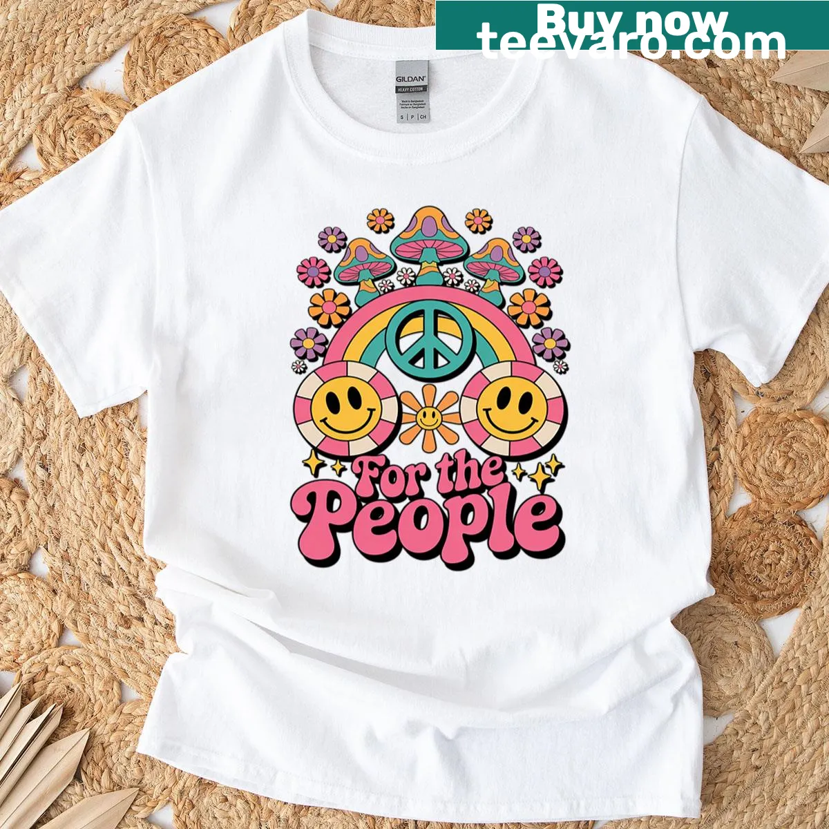 Supportive T-shirt for Kamala Harris with 'For The People' text — on a men's t-shirt