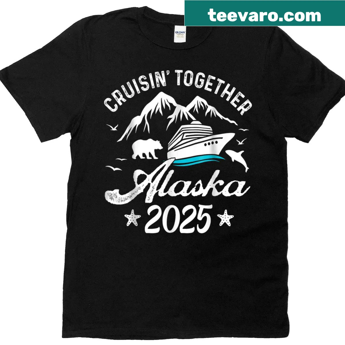 Alaska cruise themed t-shirt with graphics for family and friends — on a men's t-shirt