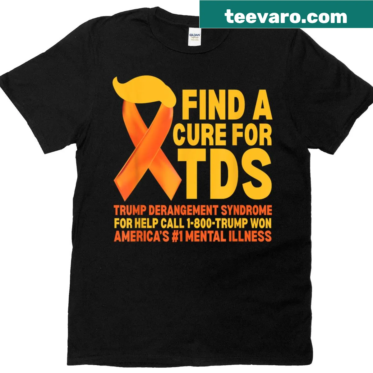 Sarcastic T-shirt with 'Trump Derangement Syndrome' text — on a men's t-shirt