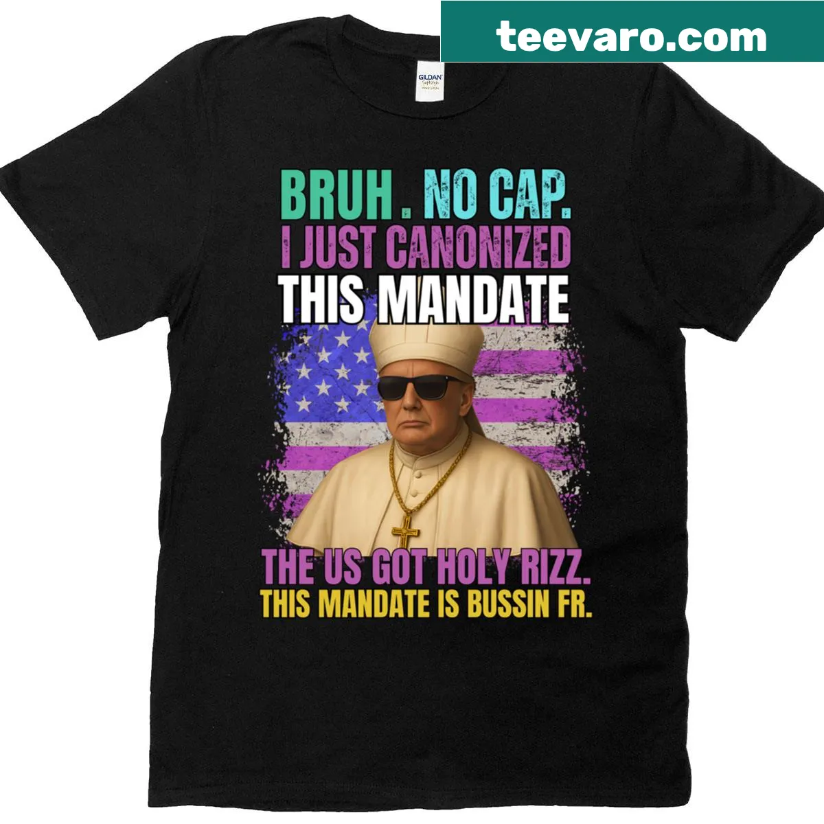 Witty Trump as Pope graphic on a t-shirt — on a men's t-shirt