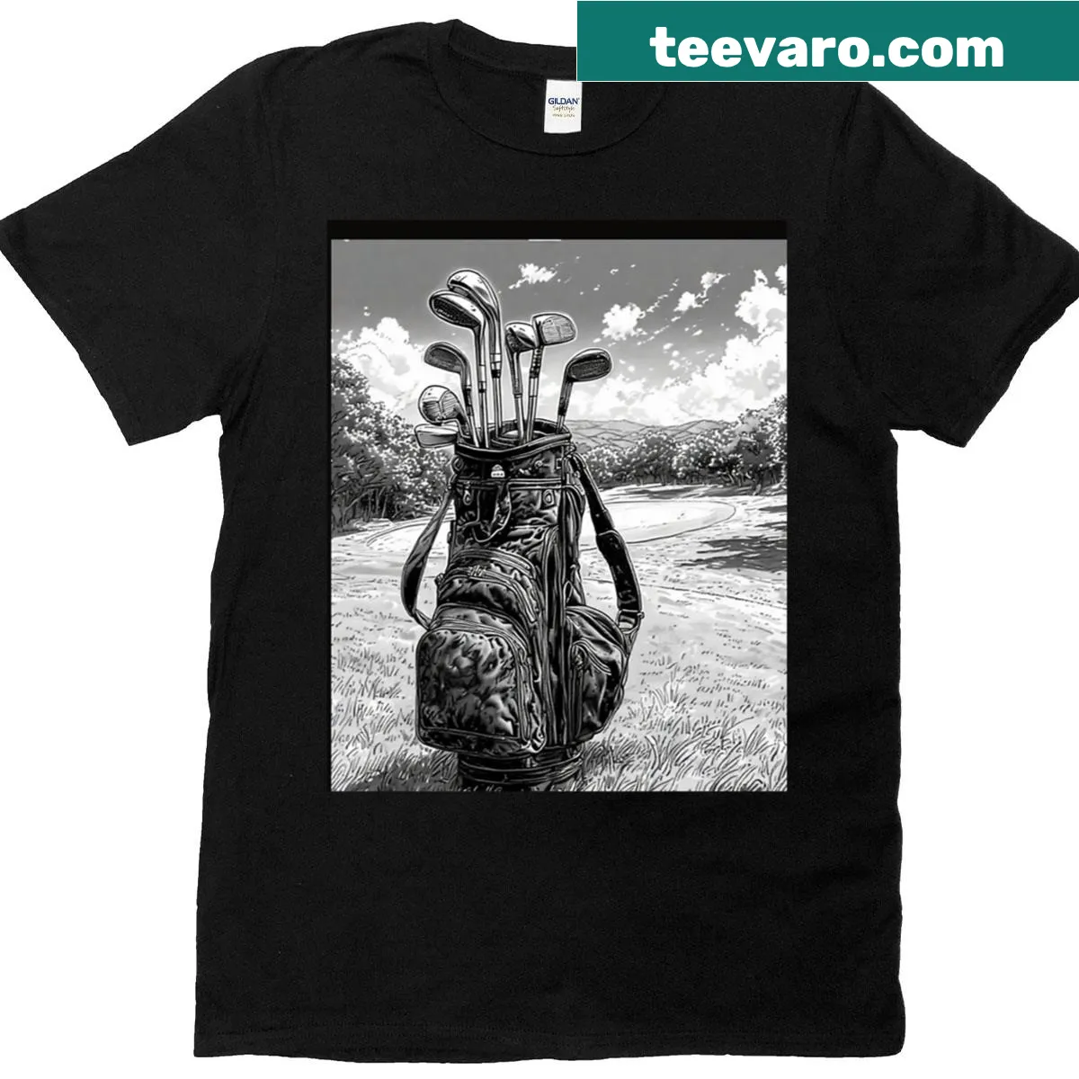 Golf-themed graphic T-shirt celebrating the sport — on a men's t-shirt